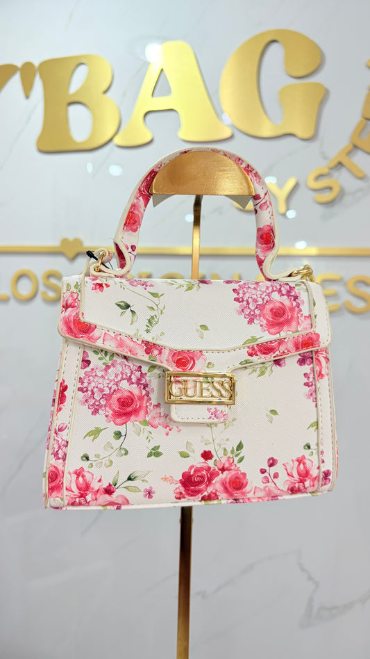 Bolsa Dama Crossbody Blanca Con Flores Guess
