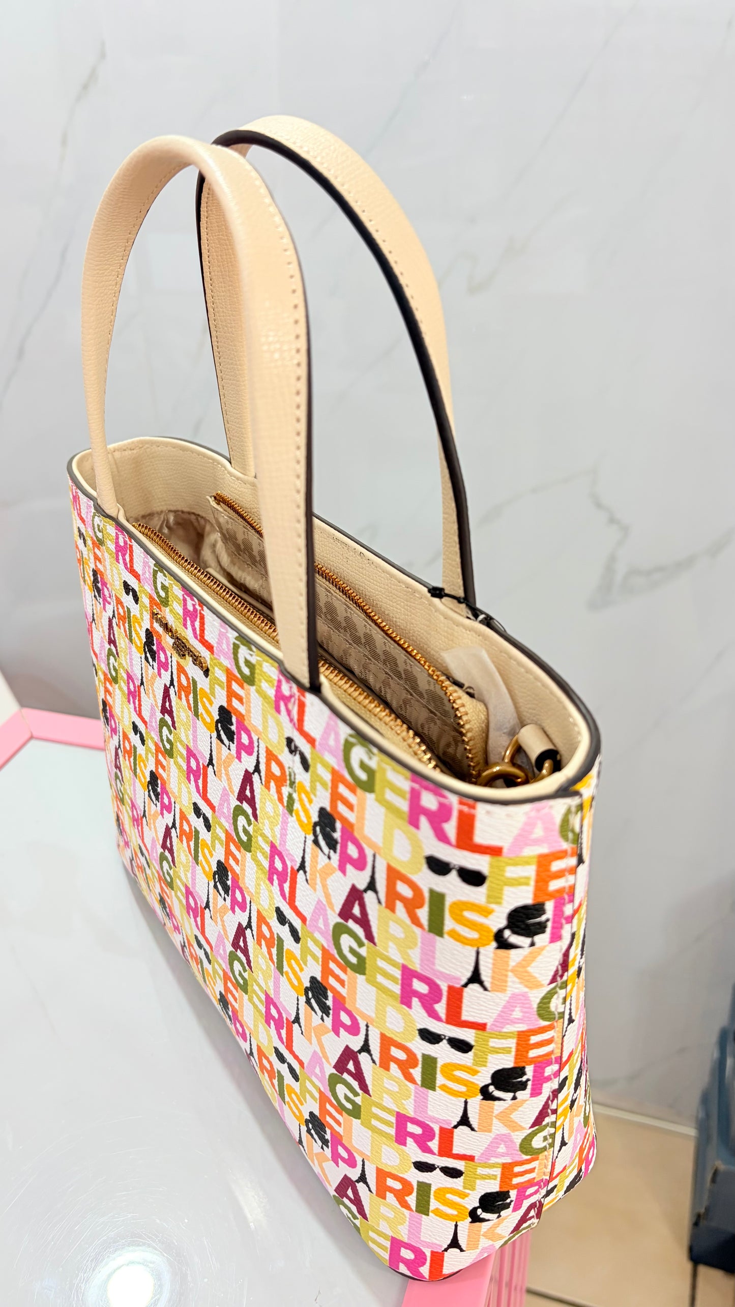 Bolsa Dama Crossbody Beige Y Colores Karl Lagerfeld
