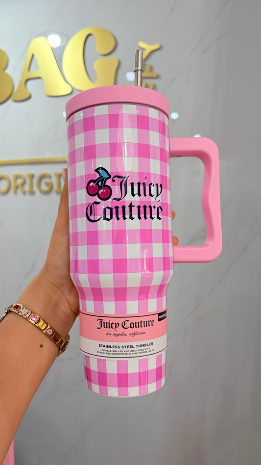 Termo Cuadros Rosa Y Blanco 1180ml Juicy Couture
