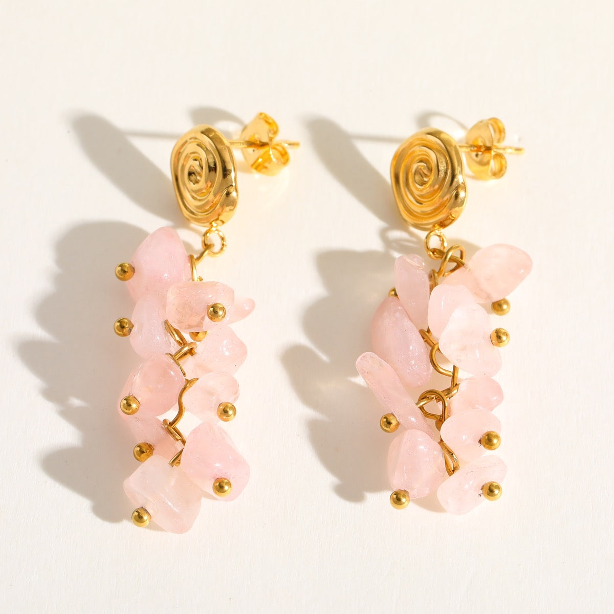 Pendientes Caracol Piedras Rosas