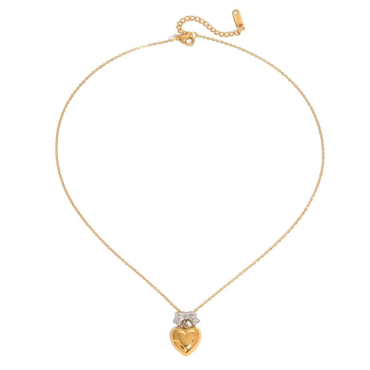 Collar Corazón Con Moño Bicolor