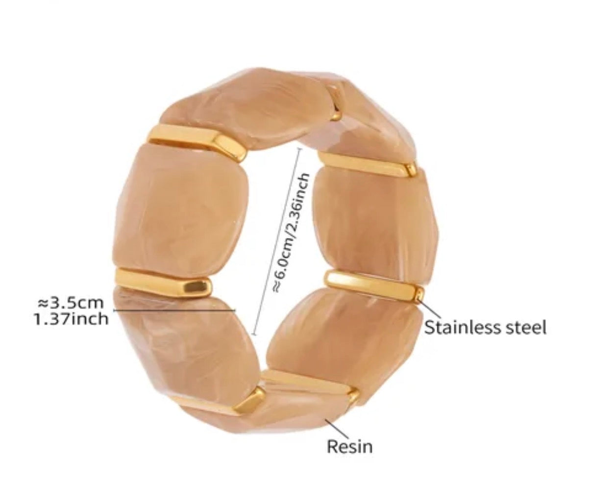 Brazalete Maxi Piedras Ámbar Beige