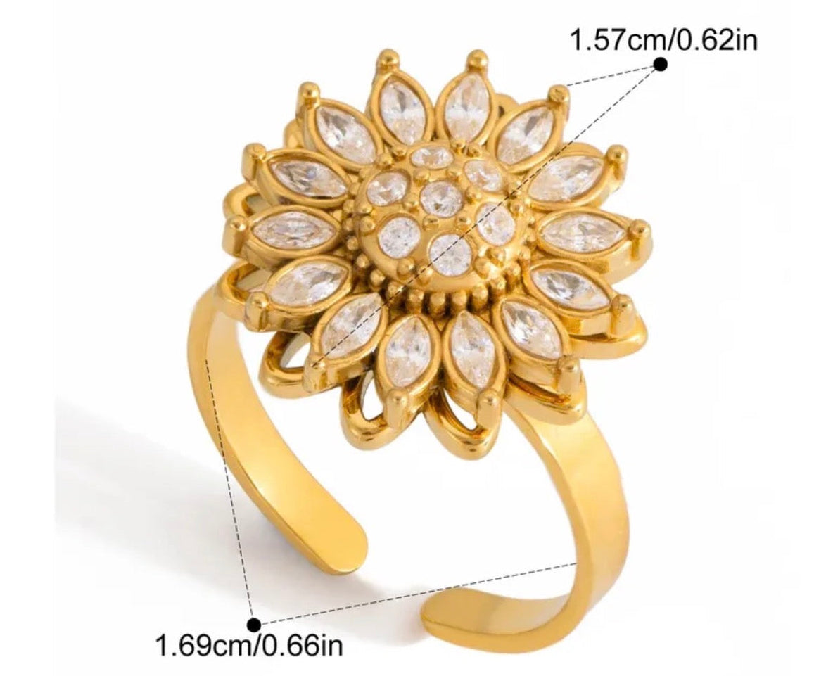 Anillo Flor Giratorio Ajustable