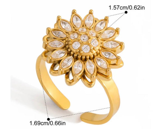 Anillo Flor Giratorio Ajustable