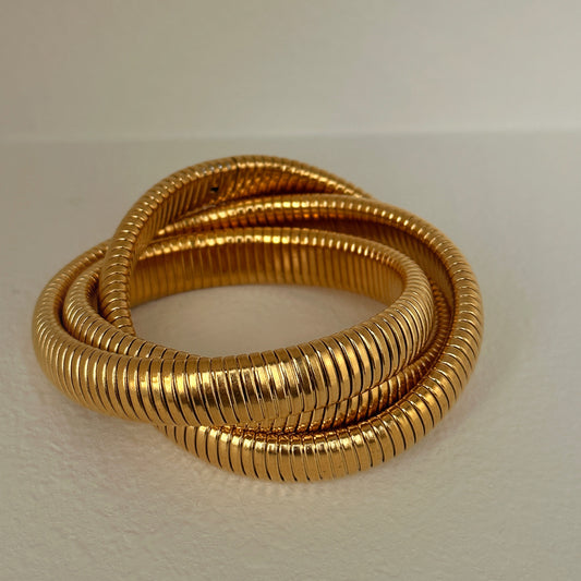 Brazalete Lisa Dorado Triple Aro