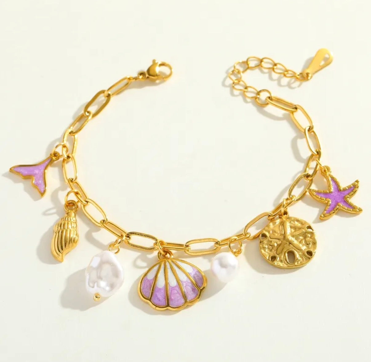 Pulsera Mar Dijes Púrpura