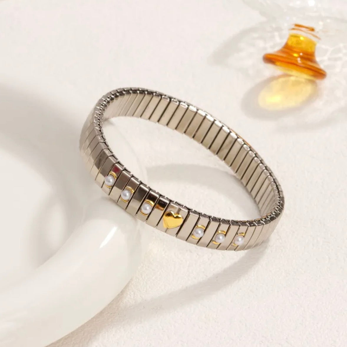 Brazalete Corazón Y Perla