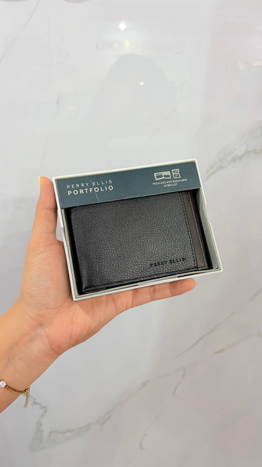 Cartera Caballero Negro Y Chocolate Perry Ellis