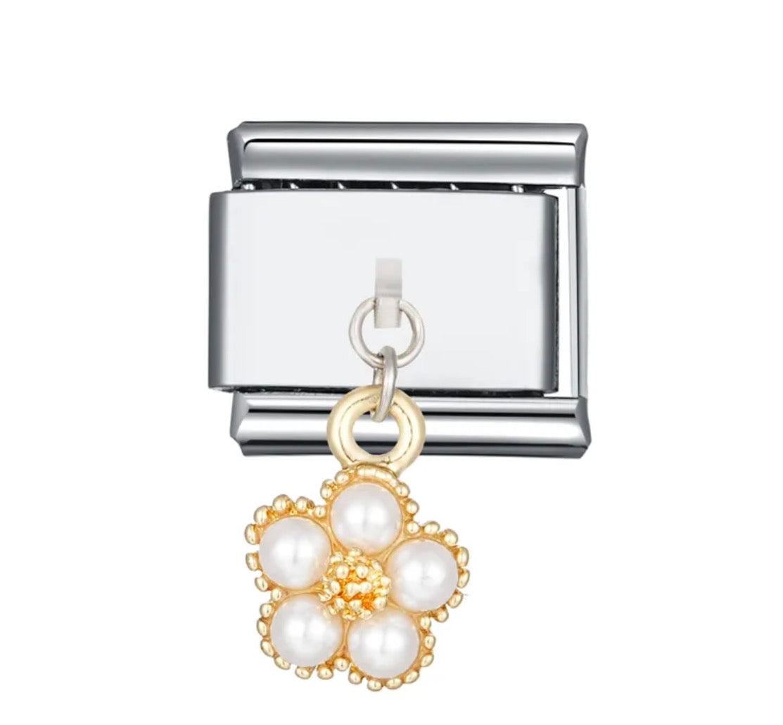 Charm Italiano Colgante Plateado Flor