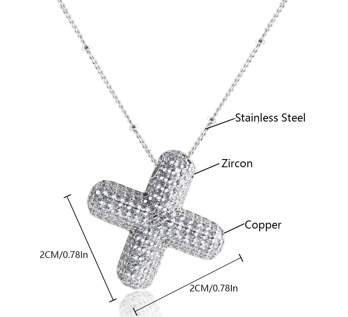Collar Inicial Grande Brillos Plateado Laminado