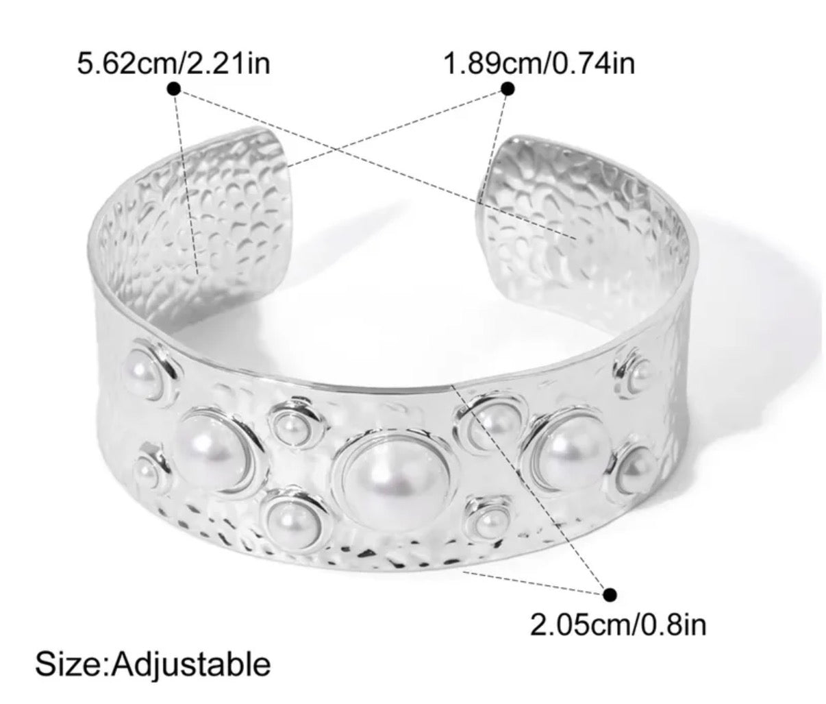 Brazalete Maxi Perlas Plateada