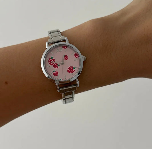 Reloj italiano plateado fresas