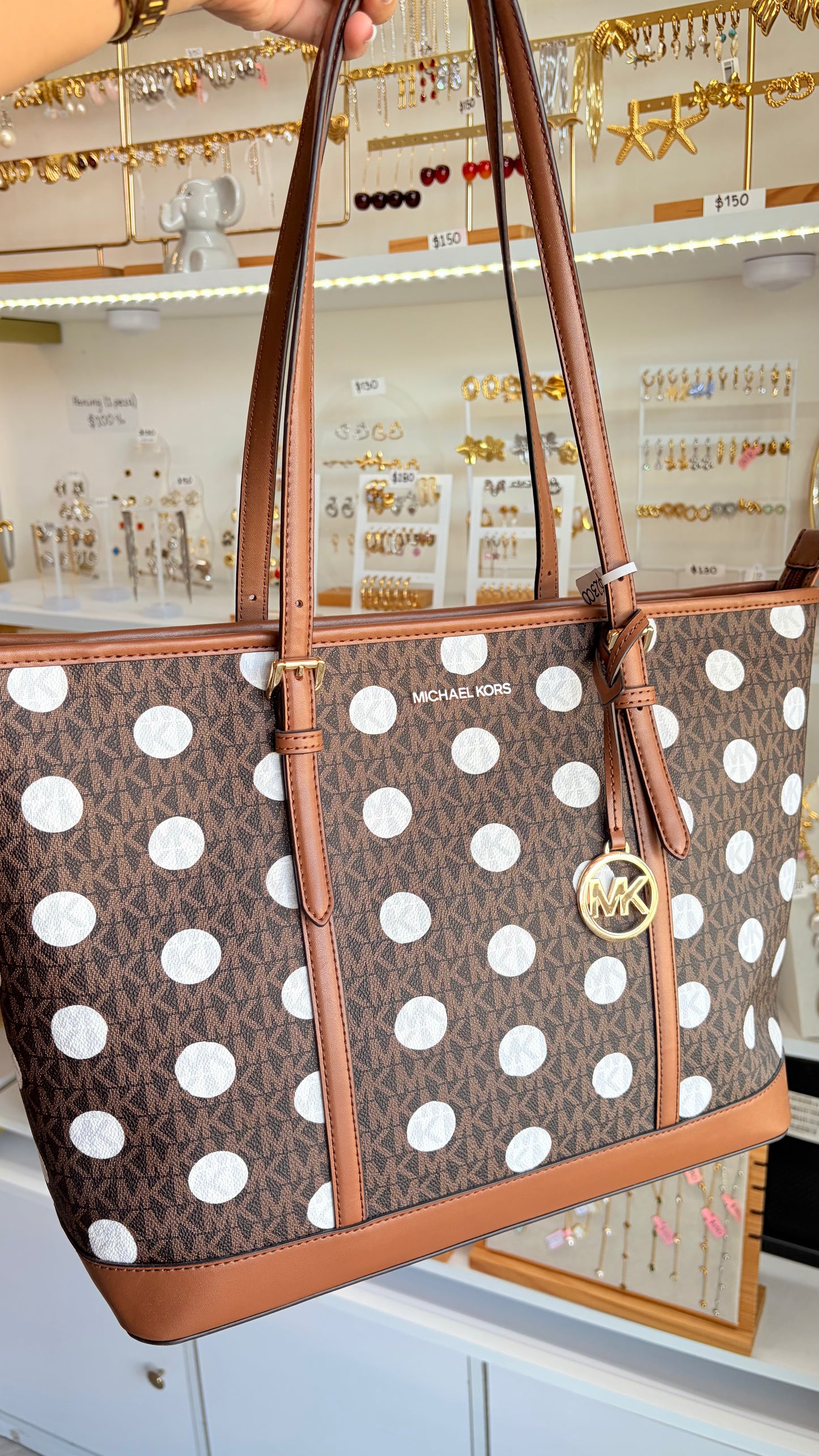 Bolsa Dama Tote Chocolate Polka Dot Michael Kors