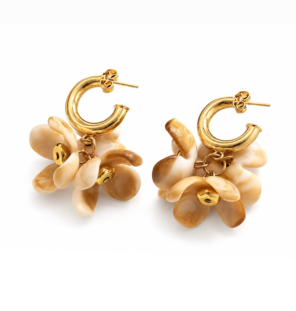 Pendientes Flores Beige