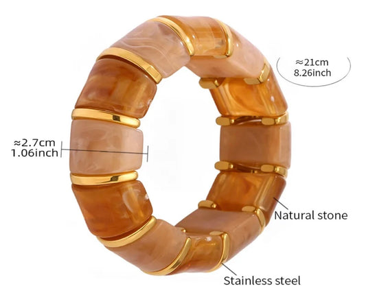 Brazalete Maxi Orugas Piedras Cappuchino