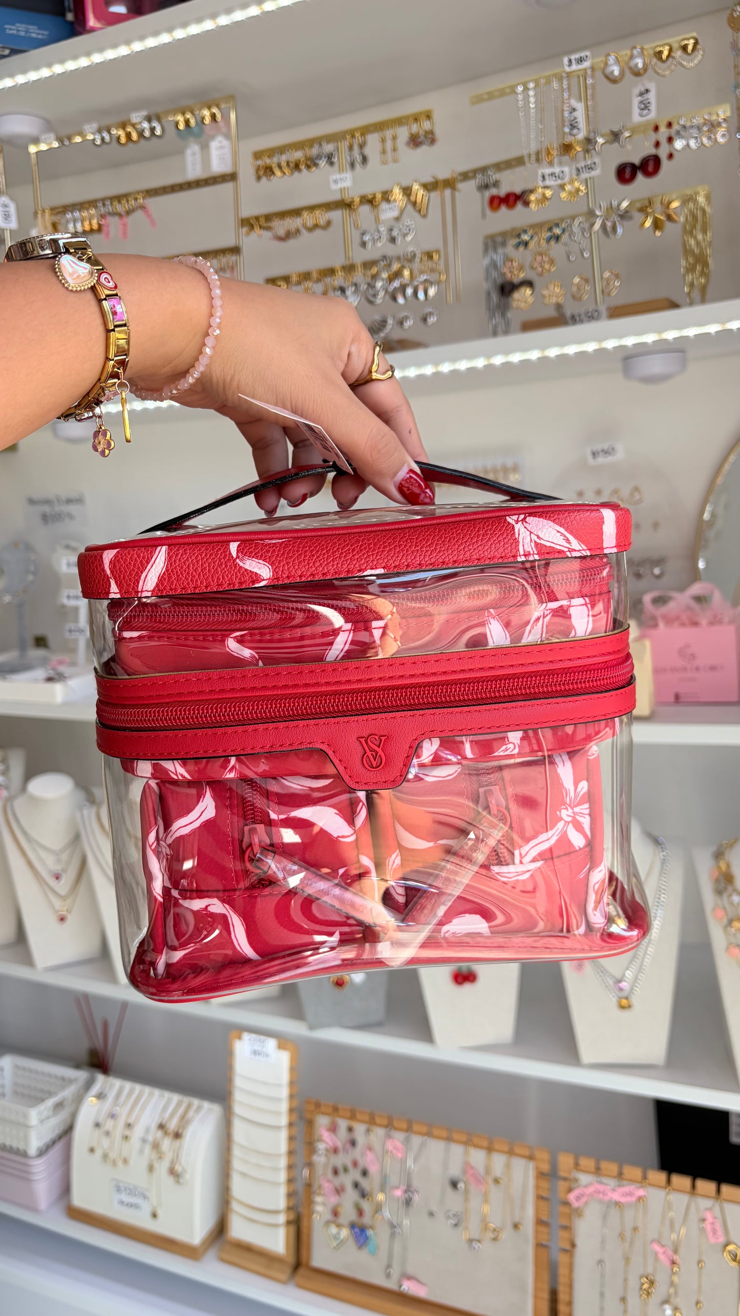 Set Cosmetiqueras Roja Con Moños Victoria’s Secret ￼