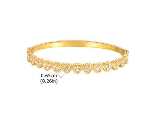 Brazalete Corazones Con Piedras
