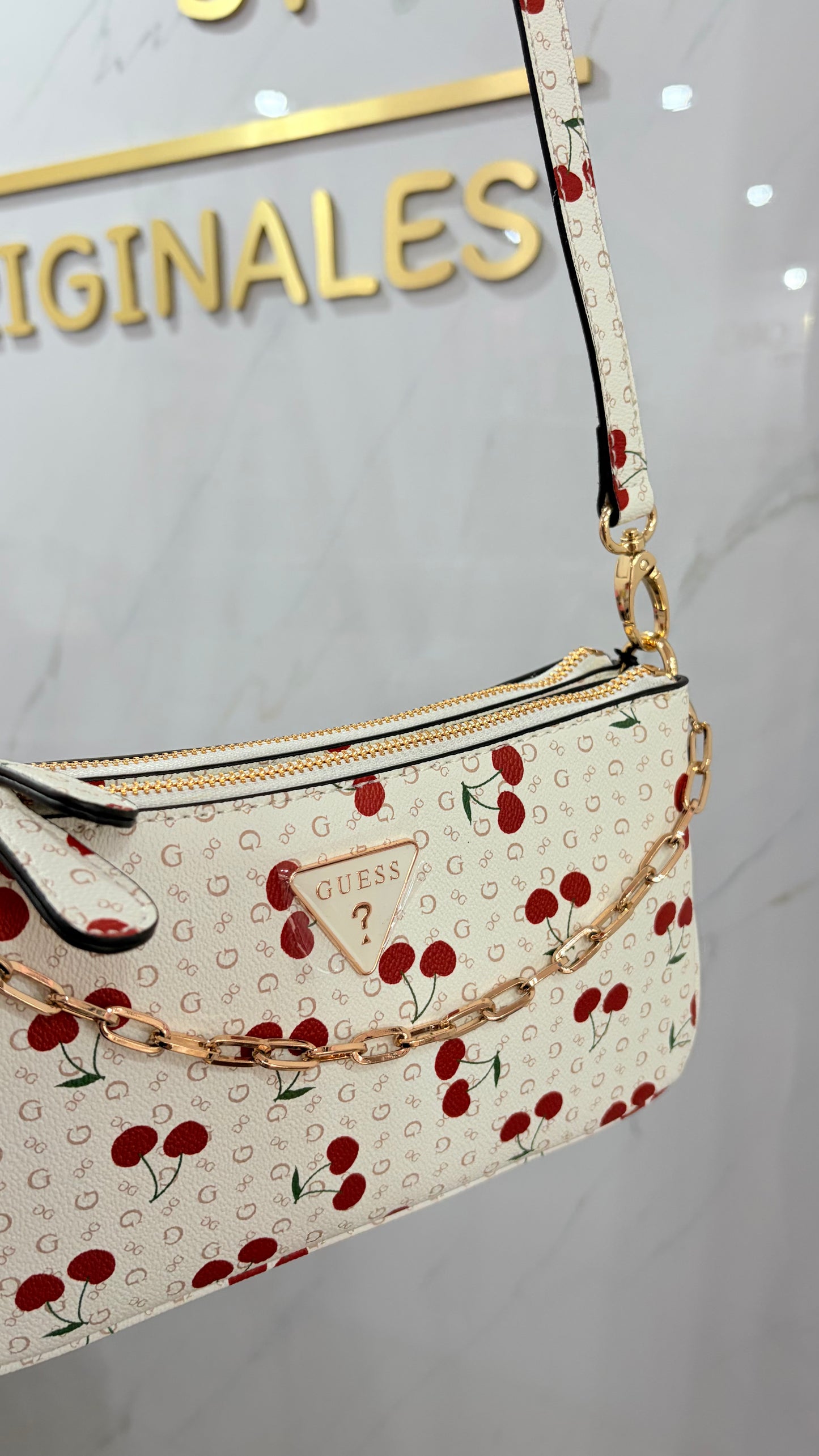 Bolsa Dama Blanco Cerezas Guess