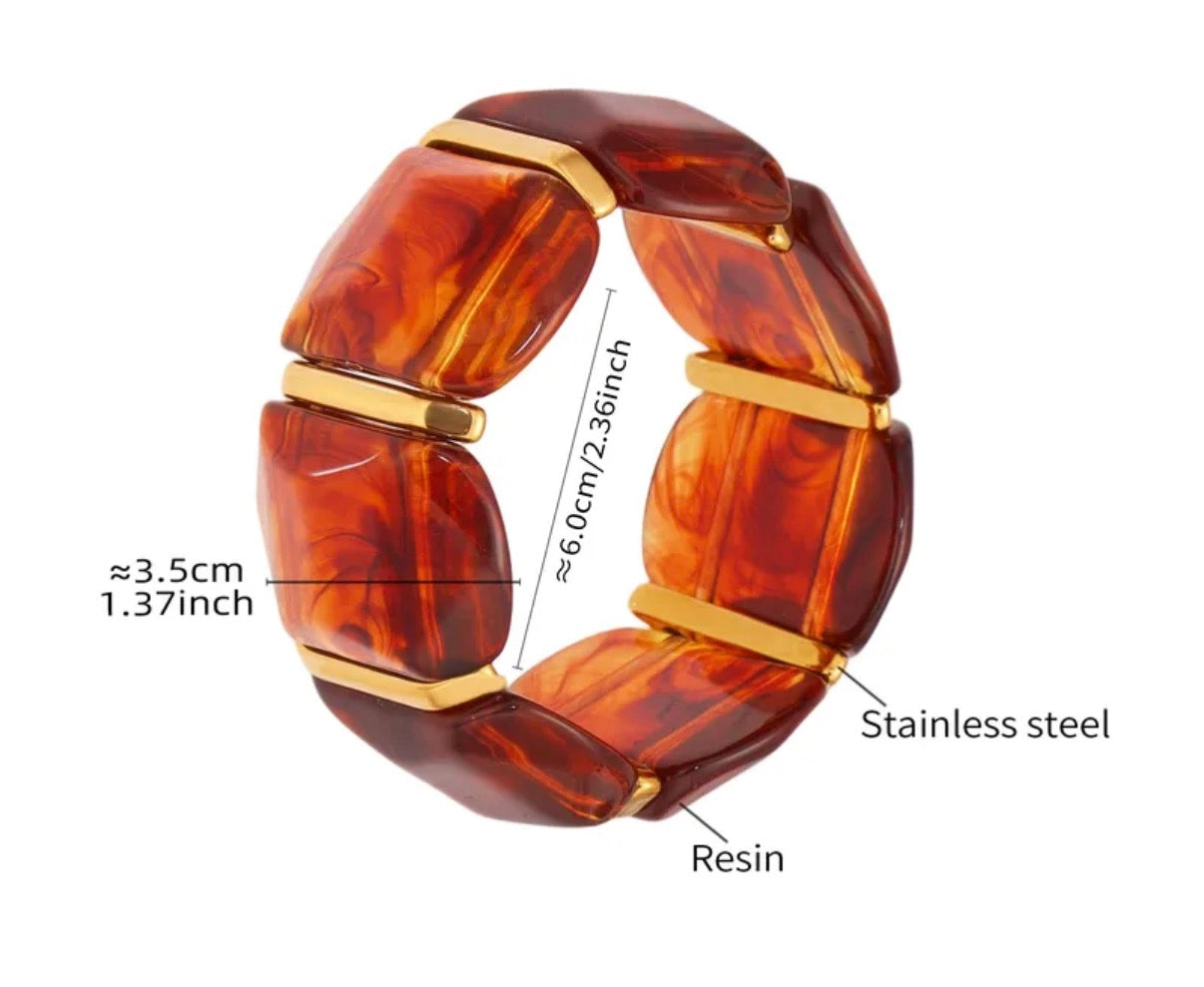 Brazalete Maxi Piedras Color Ámbar