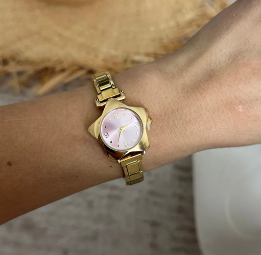 Reloj italiano dorado estrella rosa