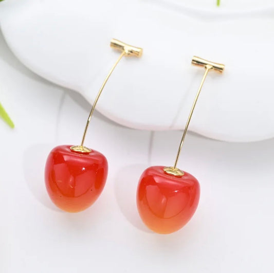 Pendientes Cerezas Anaranjadas Finos 5cm