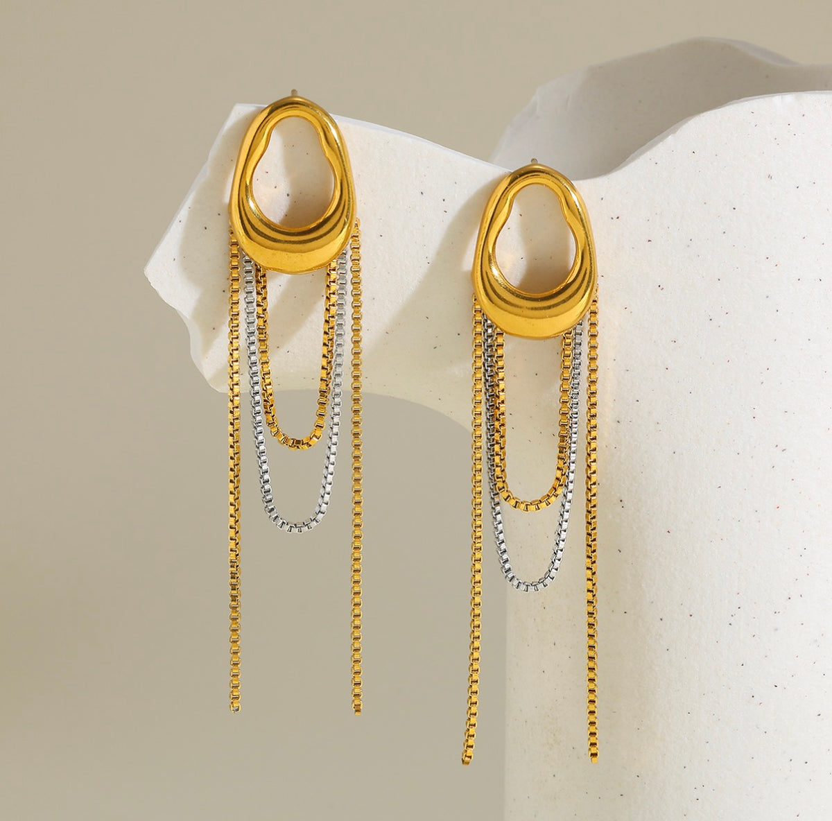 Pendientes Bicolor Irregulares Circulares