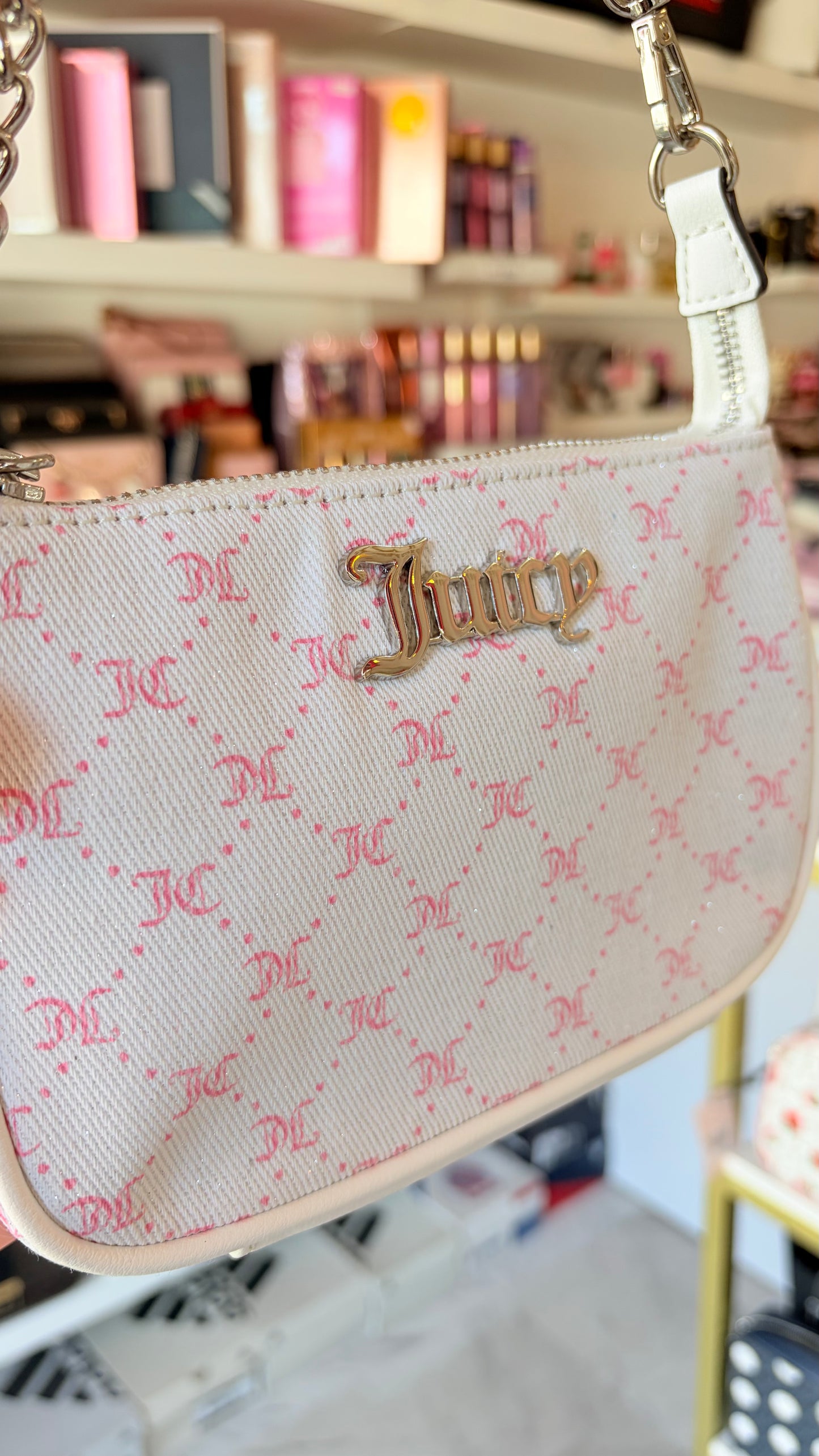 Bolsa Blanca Y Rosa Con Brillos Juicy Couture