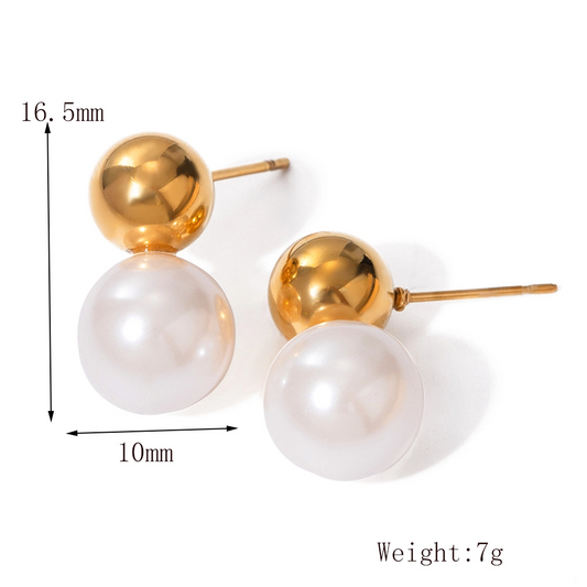 Aretes Borla Y Perla