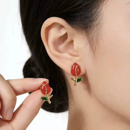 Aretes Tulipan Rojo