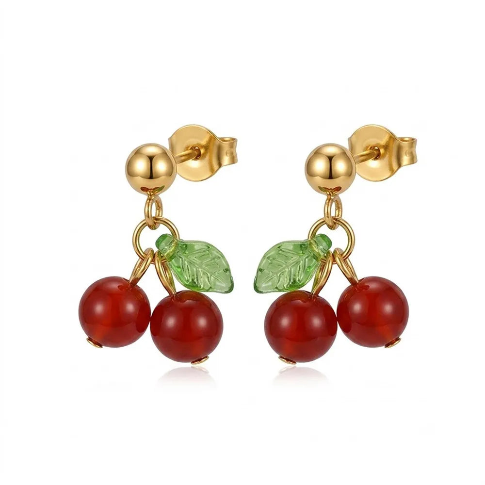 Aretes Cerezas Rojo