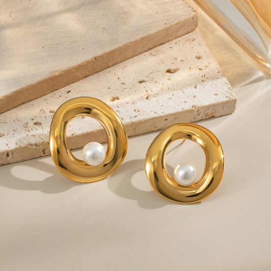 Aretes Circulares Y Perla