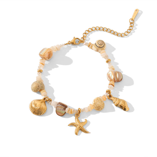 Pulsera Mar Dijes Beige