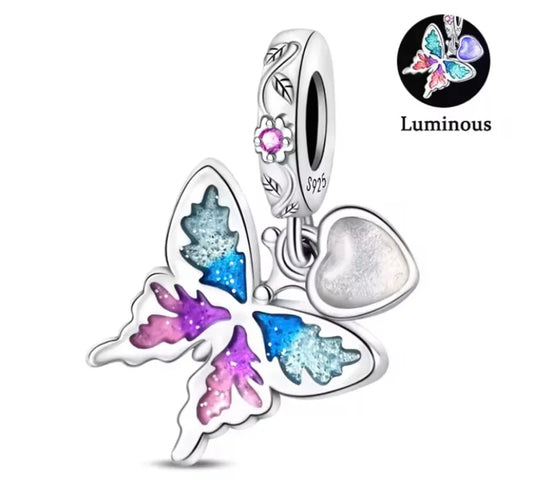 Charm Chapado Mariposa Y Corazón