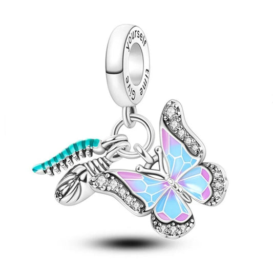 Charm Chapado Mariposa Y Oruga