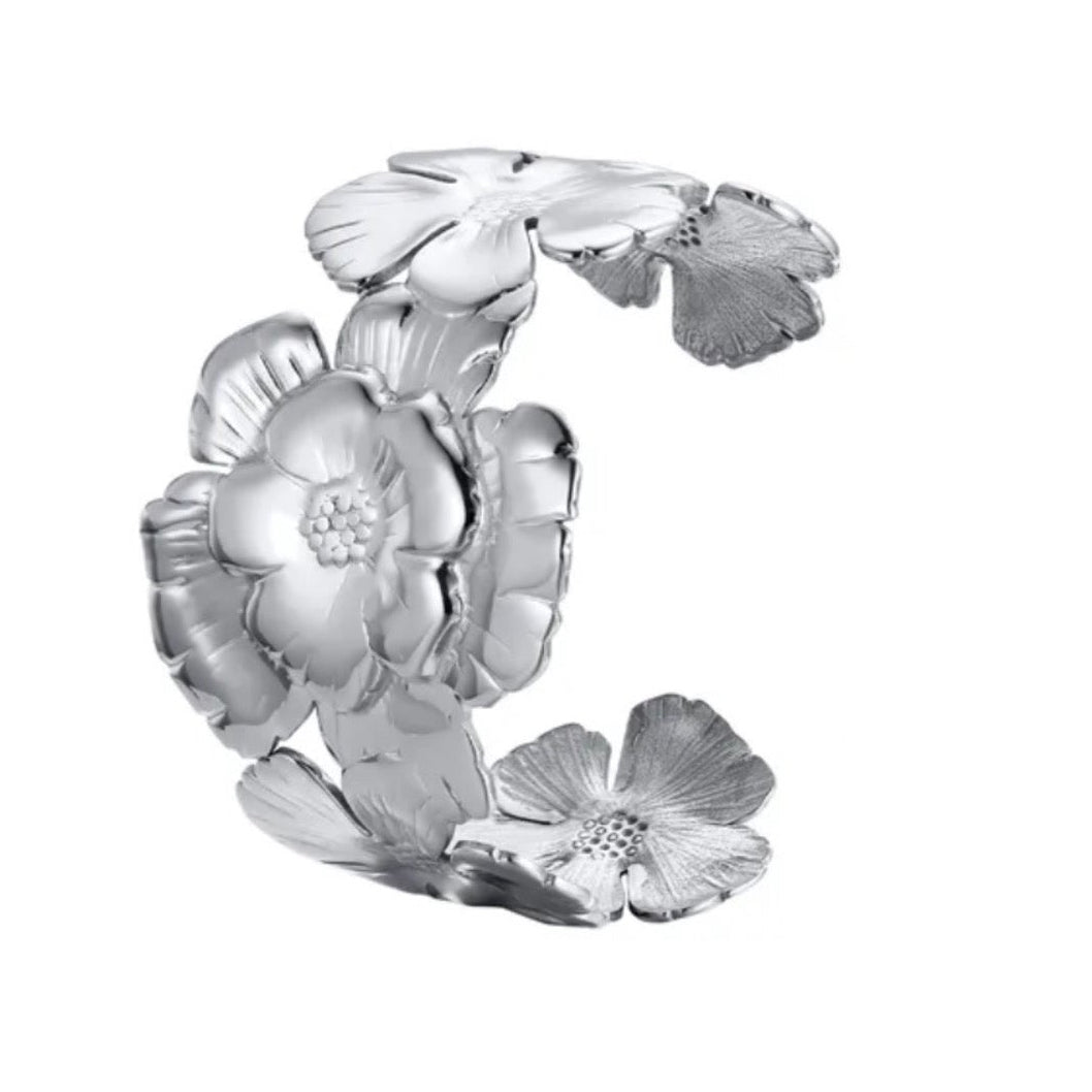 Brazalete Flora Plateado