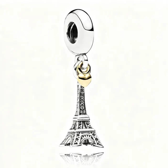 Charm Chapado Torre Eifel Con Corazón Dorado