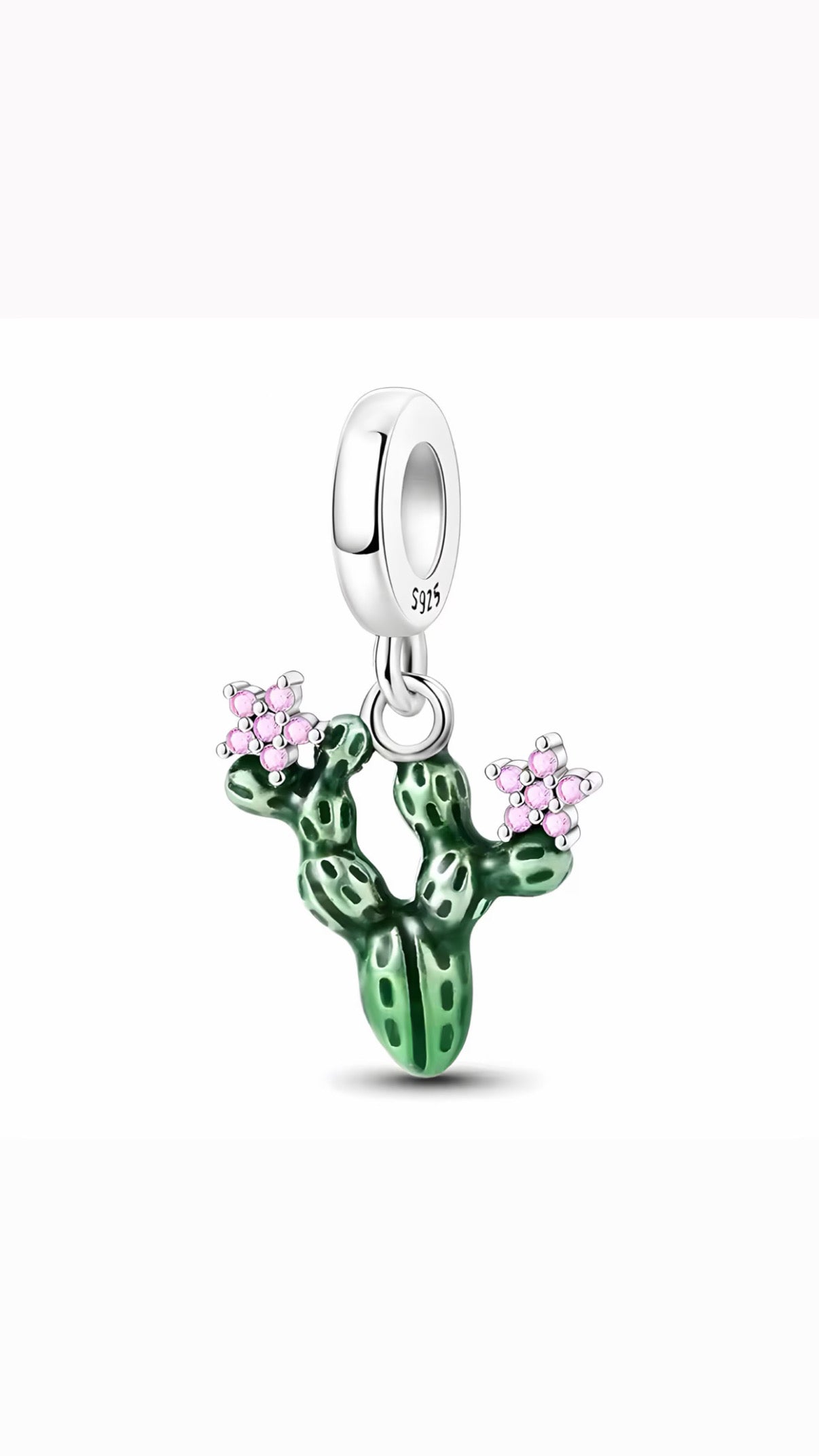Charm Chapado Cactus Con Flores Rosas