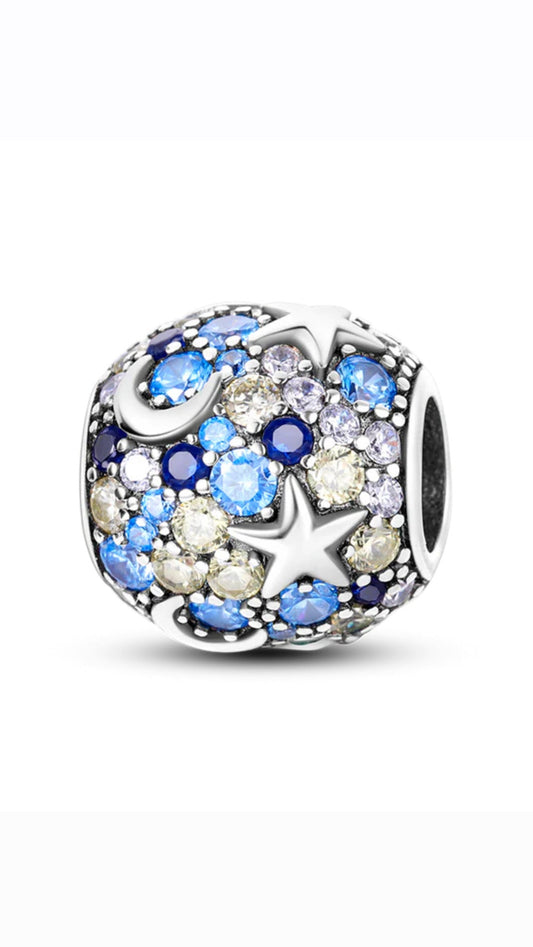 Charm Chapado Esfera Luna Y Estrellas