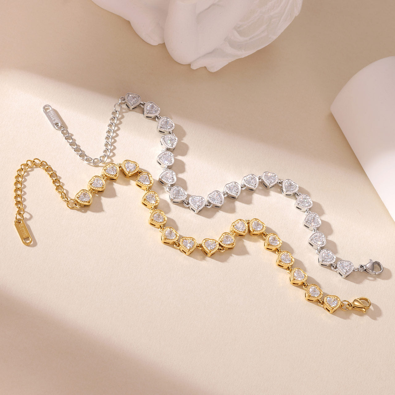 Pulsera Corazón Blanco Dorado