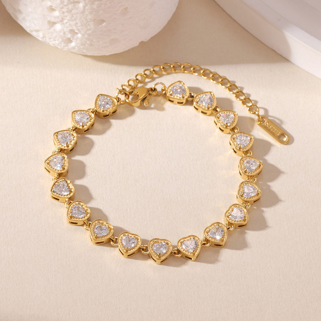 Pulsera Corazón Blanco Dorado