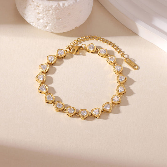 Pulsera Corazón Blanco Dorado