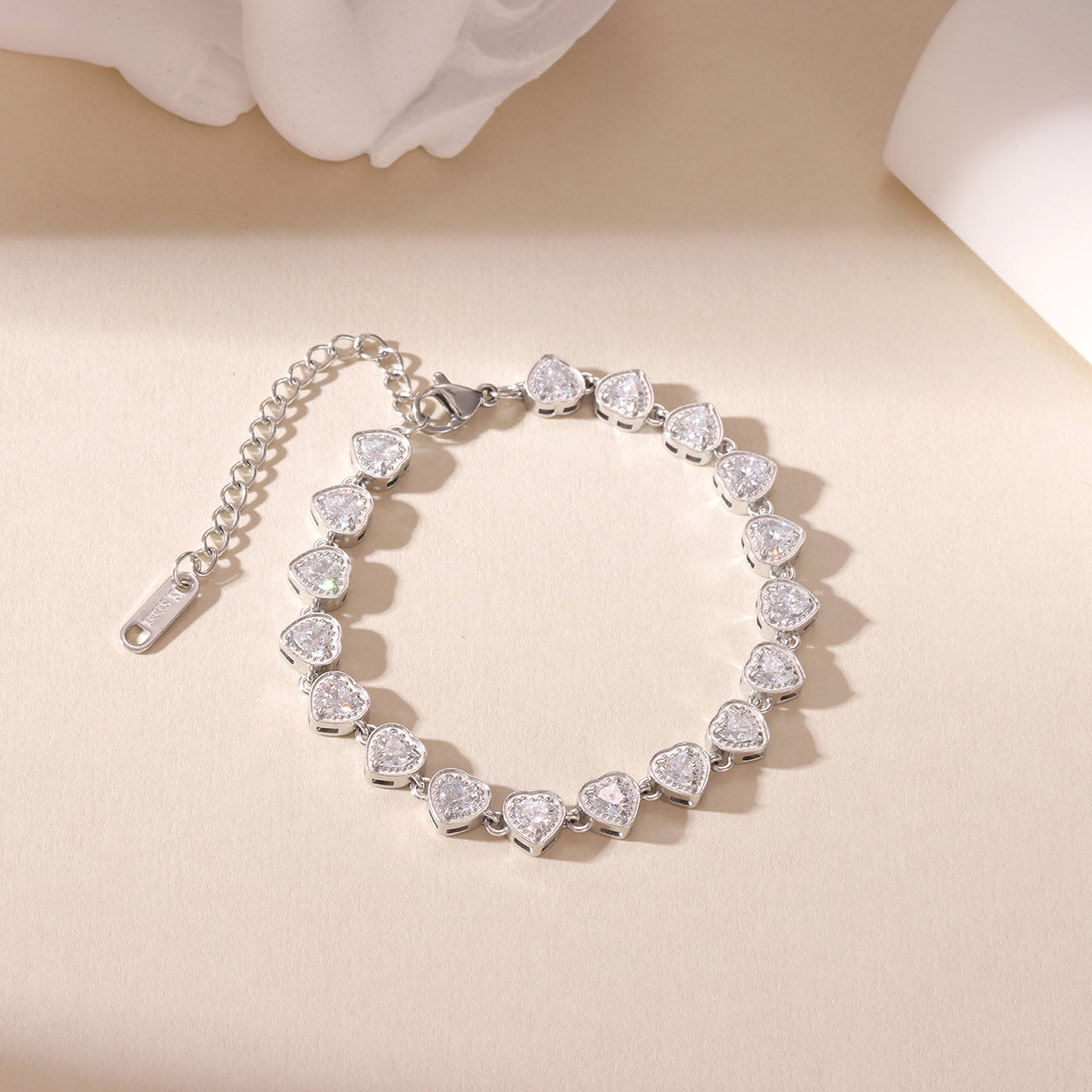 Pulsera Corazón Blanco Dorado