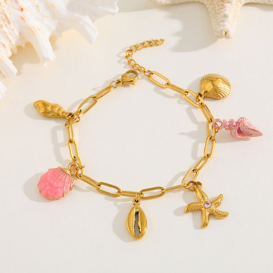 Pulsera Mar Dijes Rosa