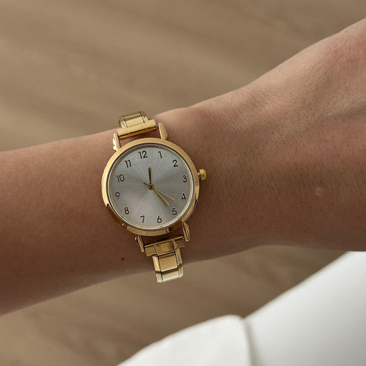 Reloj Italiano Dorado Circular Blanco