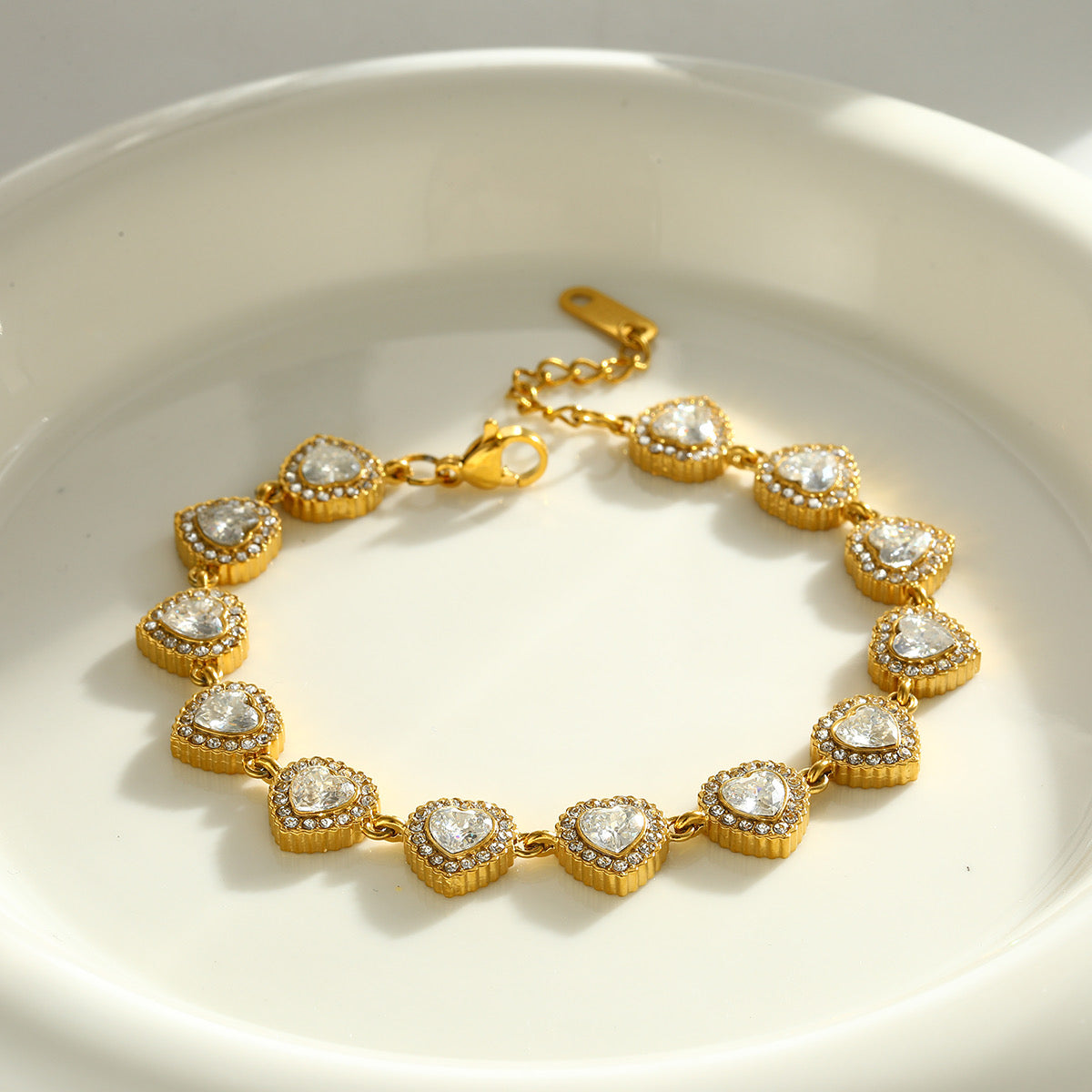Pulsera Corazones Con Brillos