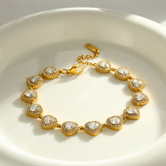 Pulsera Corazones Con Brillos