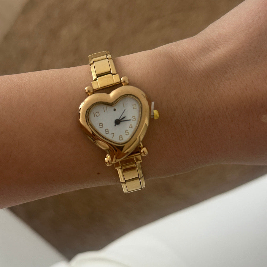 Reloj italiano dorado Corazón Blanco