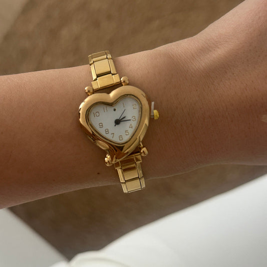 Reloj italiano dorado Corazón Blanco
