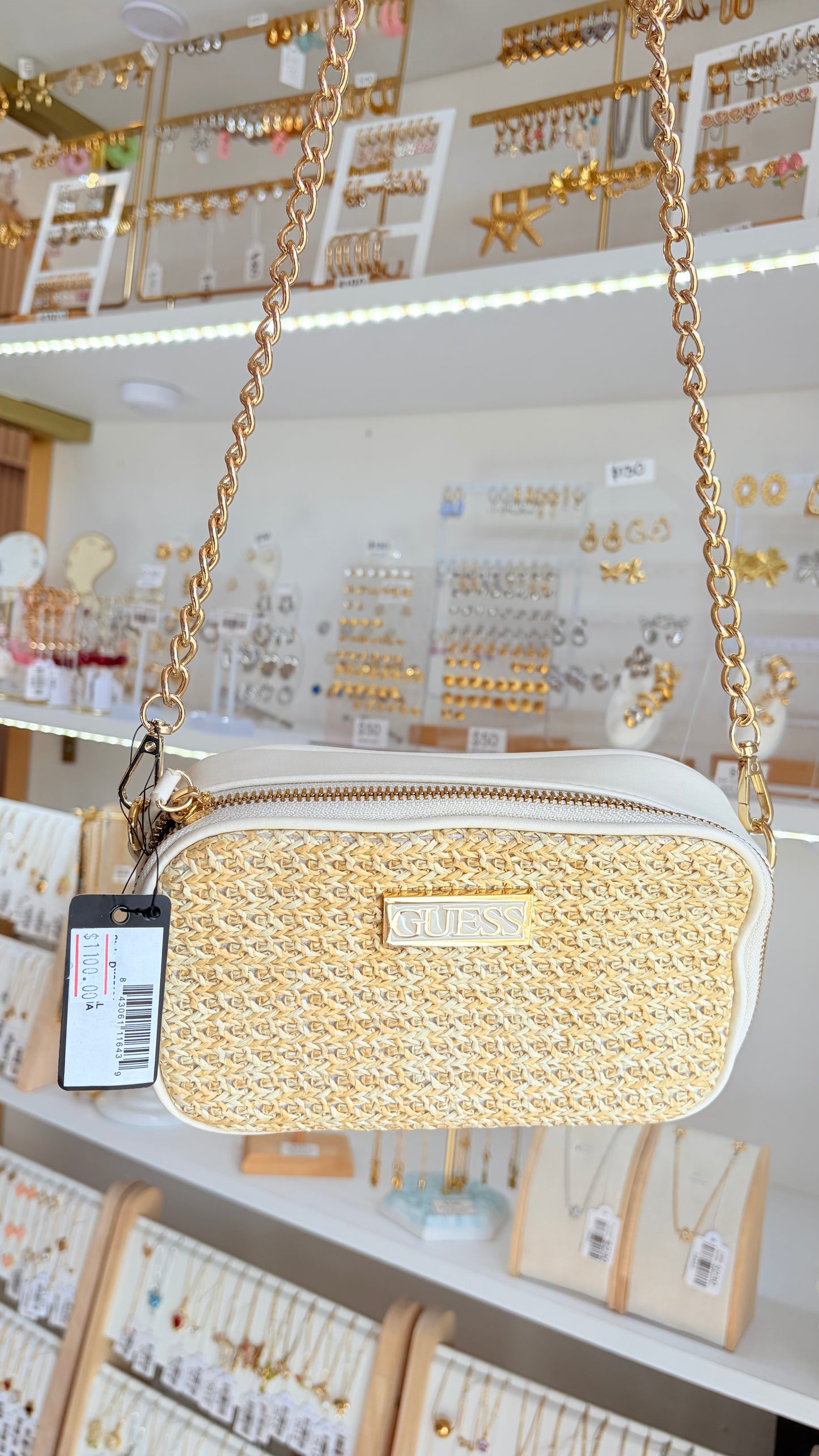 Bolsa Dama Crossbody Beige Y Nlanco Guess