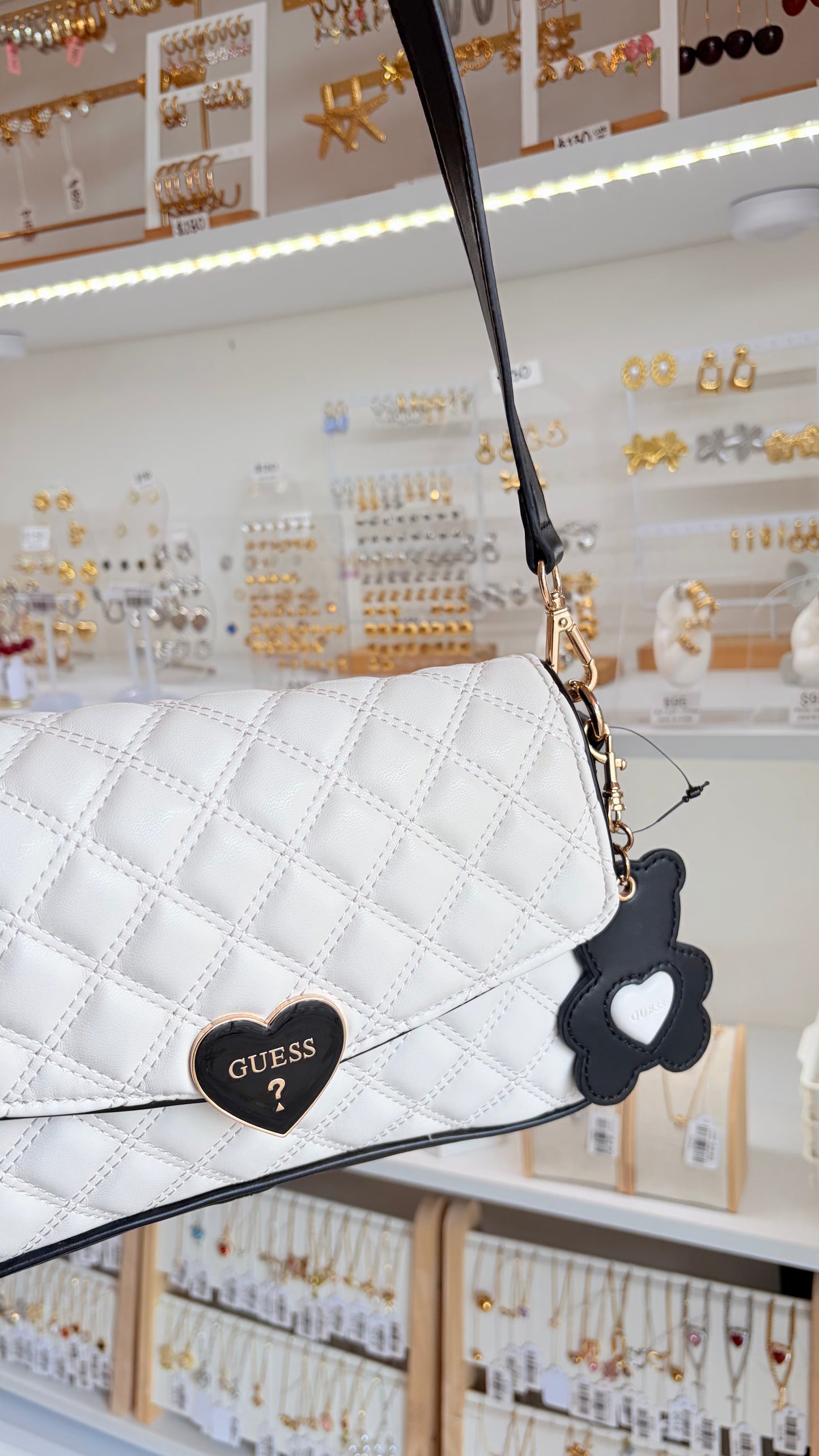 Bolsa Dama Crossbody Negro Y Blanco Guess